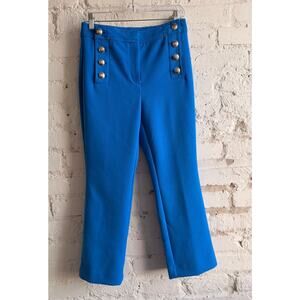 Ann Taylor Petite 2P Royal Blue Sailor Button Ankle Dress Pants Career Workweard